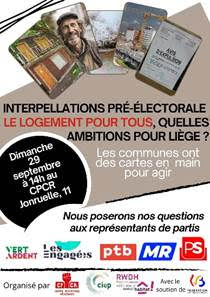 Liège – dimanche 29 septembre – Débat « Le logement pour tous »