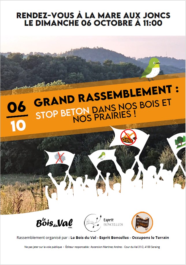 Seraing – dimanche 06 octobre – Rassemblement « Stop Béton à la mare aux Joncs »