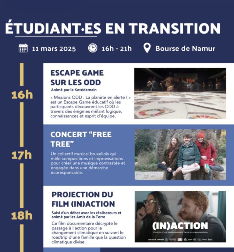 Namur – Mercredi 11 mars – Etudiant.e.s en transition