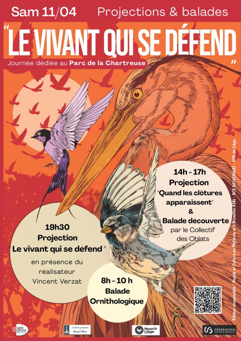 Liège – Samedi 11 avril – Journée « Le vivant qui se défend » au Parc de la Chartreuse